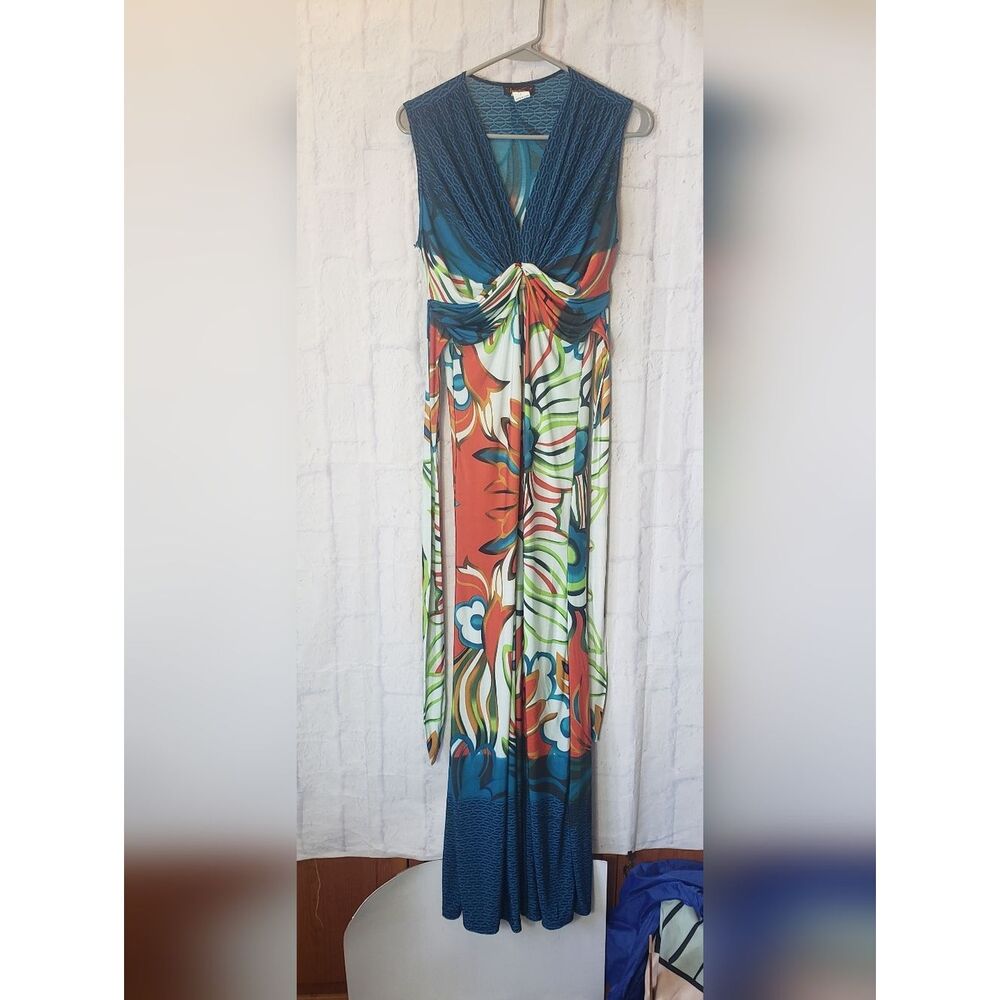 JAYMY Sleeveless BOHO Jersey Knit Maxi Dress Large